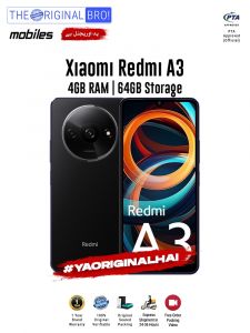 Redmi A3 - 4GB RAM - 64GB Storage - PTA Approved - 12 Months Warranty - Black - The Original Bro Mobiles - TOB36